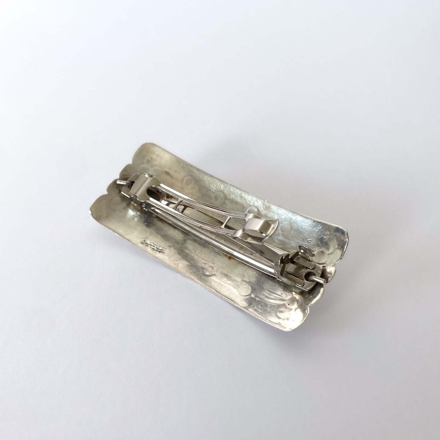 Barrette Navajo en argent sterling, turquoise et corail – Bijou de cheveux 1970s