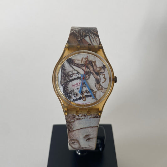 VTG Swatch Masquerade 1992 Watch Men 34mm Brown Very Good Condition New Battery