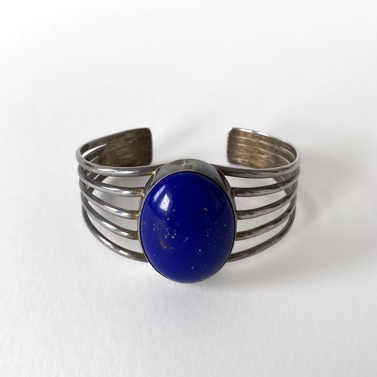 Navajo Sterling Silver and Lapis Lazuli Cuff Bracelet L. YAZZIE - 1980s