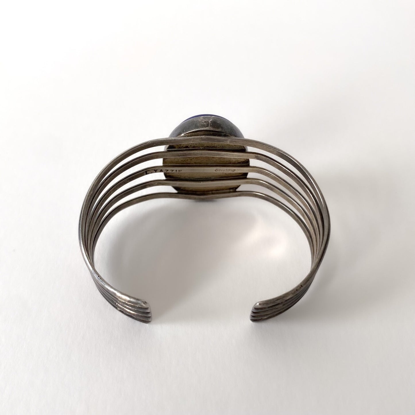 Navajo Sterling Silver and Lapis Lazuli Cuff Bracelet L. YAZZIE - 1980s