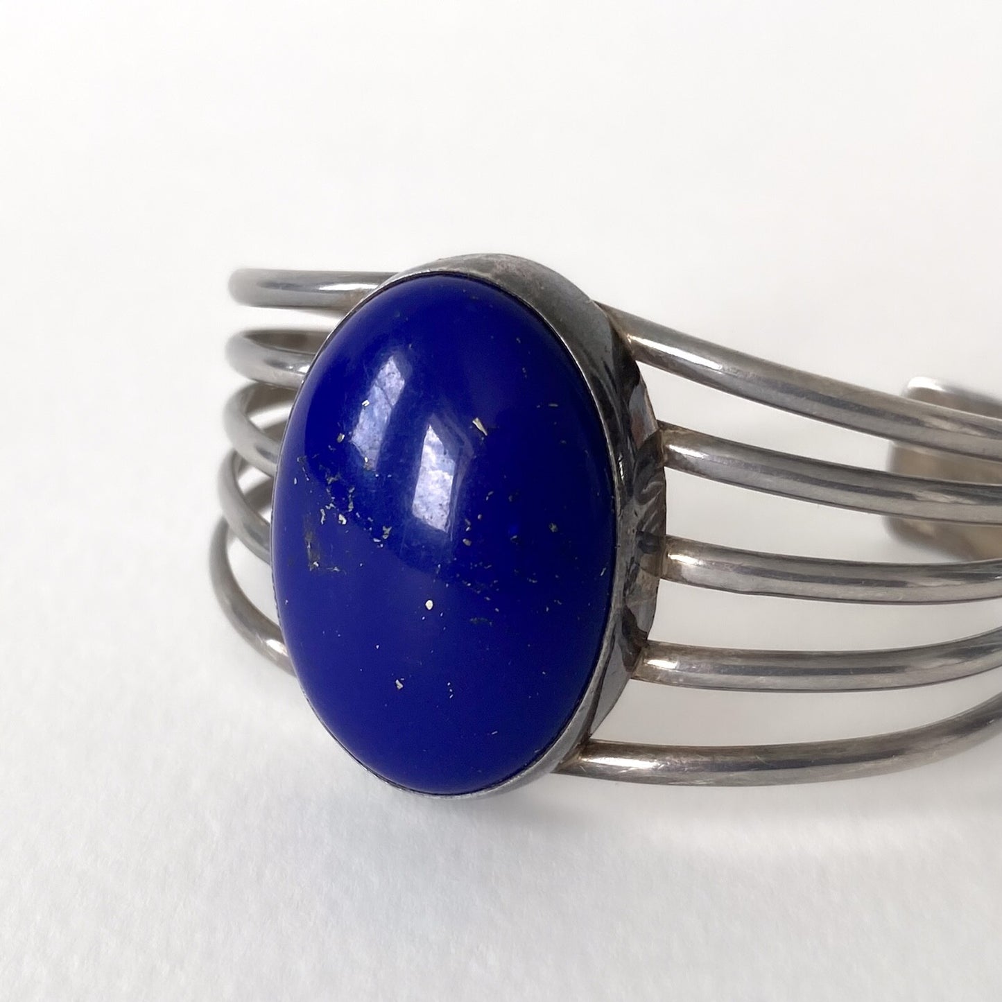 Navajo Sterling Silver and Lapis Lazuli Cuff Bracelet L. YAZZIE - 1980s