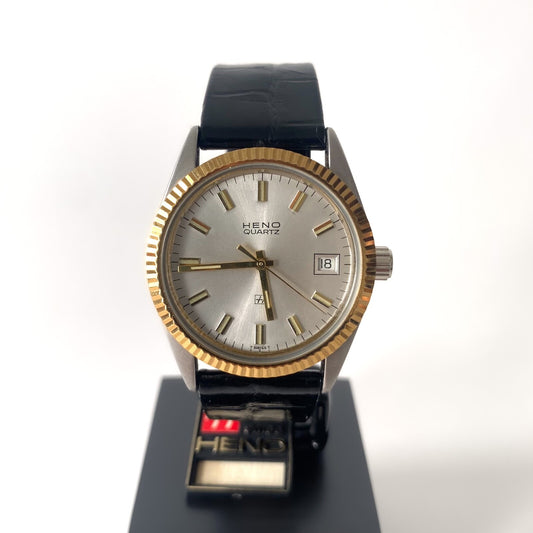 Montre Vintage HENO Quartz Suisse Années 70 – Neuve de Stock, Acier Inoxydable