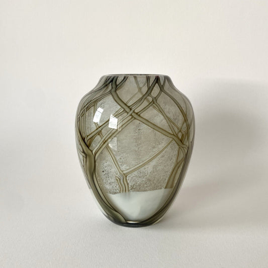 BRUCE SILLARS for ORIENT &amp; FLUME. Glass Vase with Trunks, Art Nouveau Style 80s