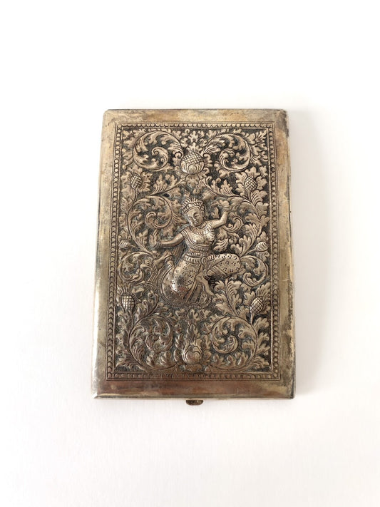 Ancien porte-cigarettes en argent 900 de Thaïlande - Art traditionnel Kinnari