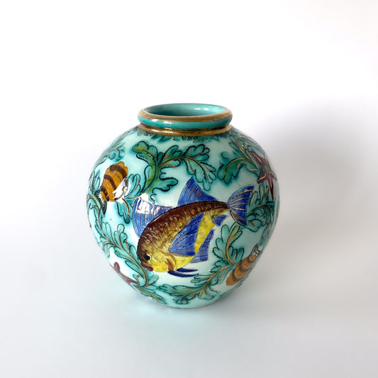 Art Deco Glazed Ceramic Ball Vase - Signed Cérart, Monaco - 1960s