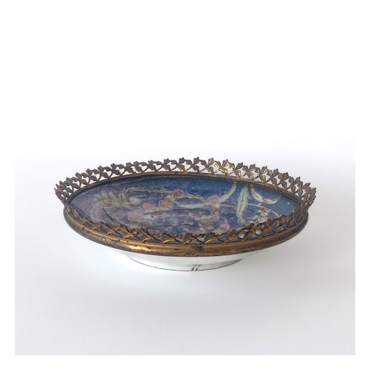 Blue enameled porcelain bowl with bronze mount – Art Nouveau, 1900s