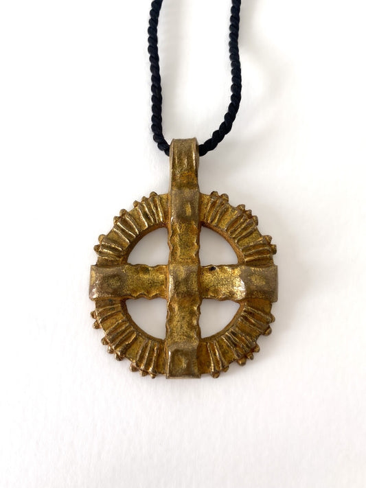 Vintage Celtic cross pendant by Arthus Bertrand Paris in gilded bronze - 1970s
