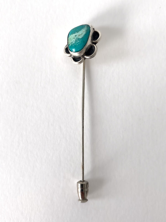 Vintage sterling silver and turquoise pin brooch – Mexican handcrafted
