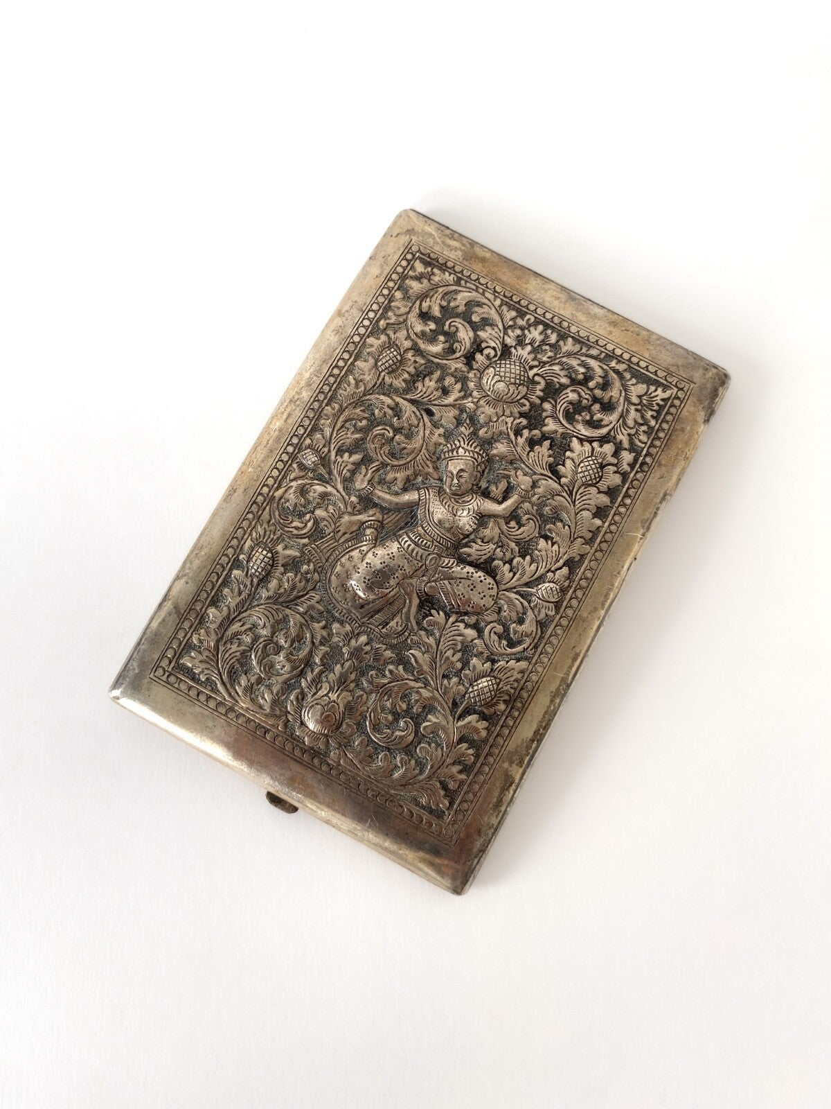 Ancien porte-cigarettes en argent 900 de Thaïlande - Art traditionnel Kinnari