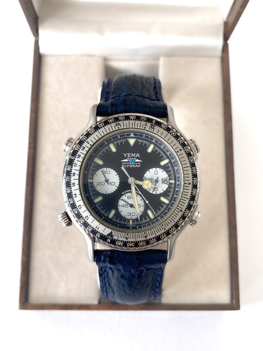 YEMA Flygraf Quartz Chronograph Watch Ref. 1165 N8 Case - 1990s
