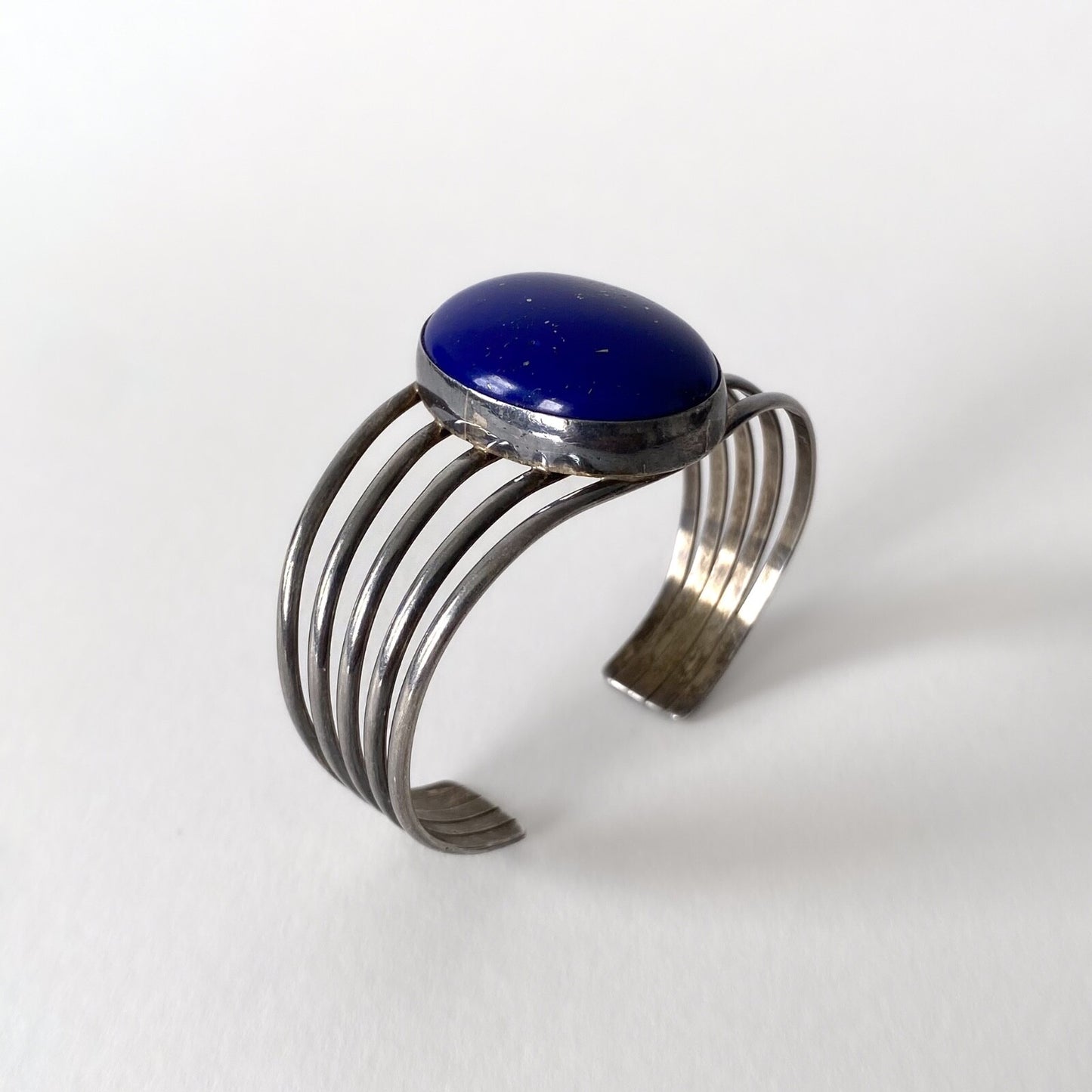 Navajo Sterling Silver and Lapis Lazuli Cuff Bracelet L. YAZZIE - 1980s