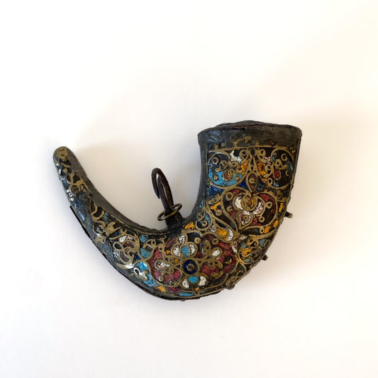 Mughal Enameled Copper Powder Flask, 17th Century, India / Ottoman Empire