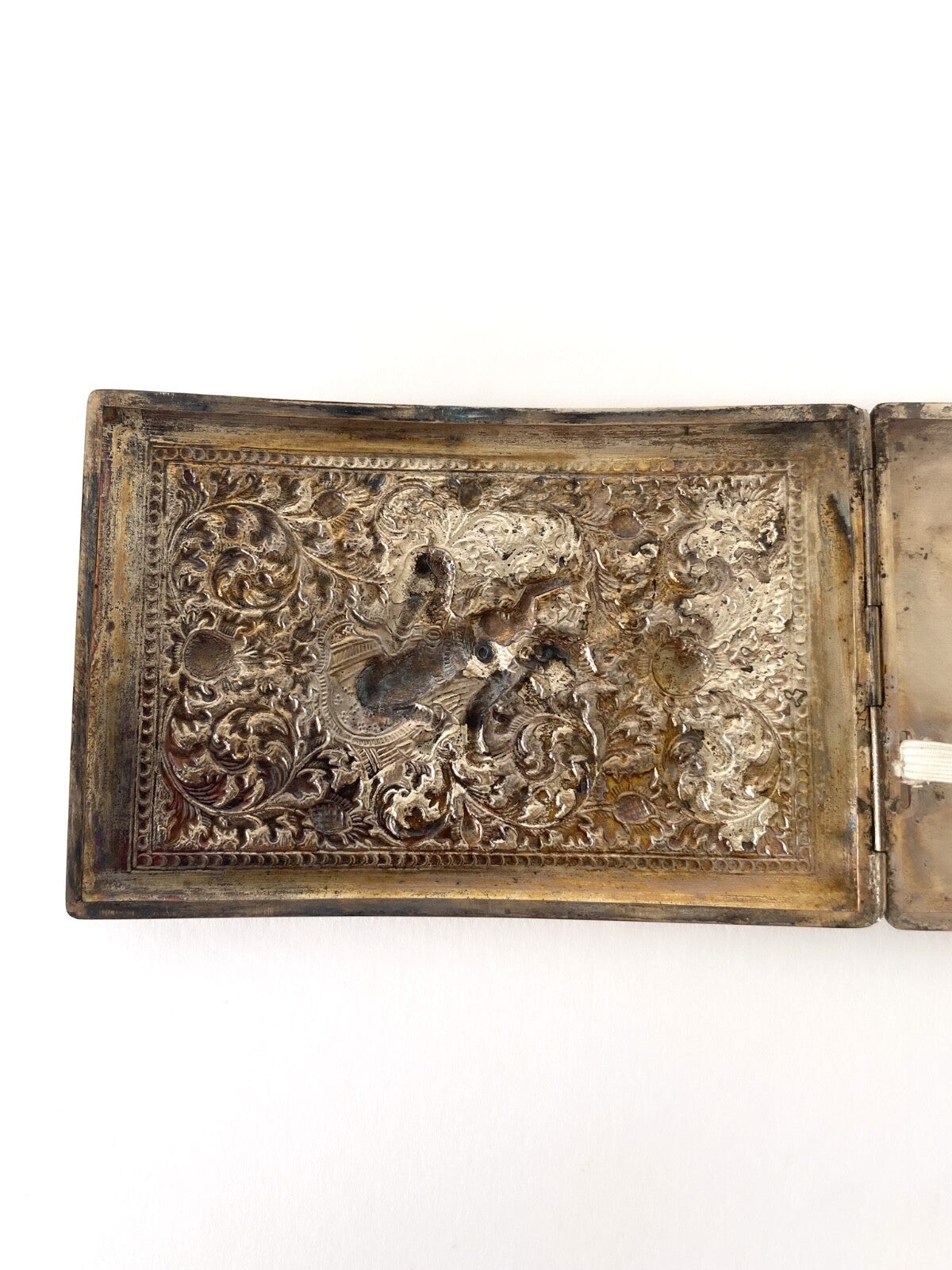 Ancien porte-cigarettes en argent 900 de Thaïlande - Art traditionnel Kinnari