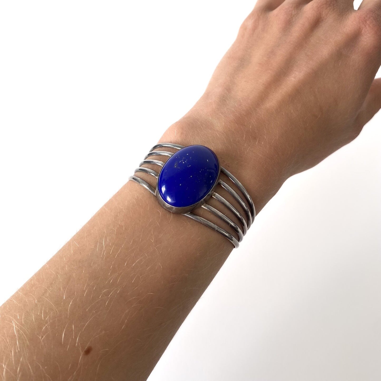 Navajo Sterling Silver and Lapis Lazuli Cuff Bracelet L. YAZZIE - 1980s