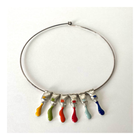 Arman 2001 “Paint Tubes” Necklace – Limited Edition, Silver-Plated Metal &amp; Enamel
